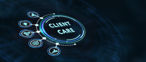 Customer Care Center. Client.  Business, Technology, Internet and network concept. 3d illustration