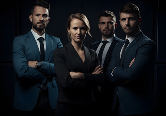 Portrait of Successful woman Team Leader with Staff. Start-up CEO Lawyer Boss in an office. Generative AI