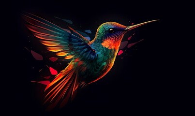 Obraz premium hummingbird logo with multiple colors flying through the air..