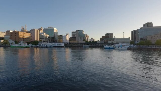 Scenery of the port and city of Yokohama.