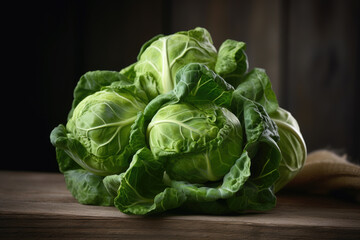 Obraz premium Green cabbage on the table close up