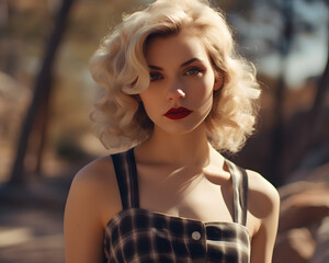 Portrait of Classic Blonde model. Generative AI