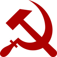 Red Hammer And Sickle Emblem, Vector Icon. - obrazy, fototapety, plakaty