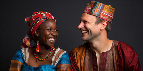  man and a woman in traditional clothes