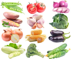 Collection of vegetables isolated on white
