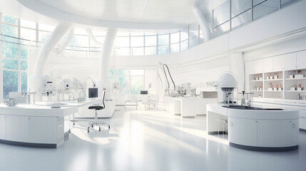 Modern white laboratory AI generative.