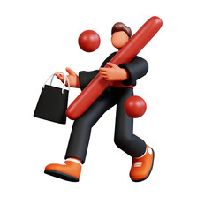 3D Male Character Illustration Black Friday