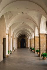 long path inside a gothic building