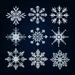 Fototapeta na wymiar snowflakes set for Christmas design.
