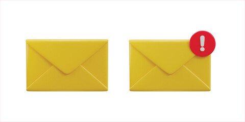 yellow shine email envelope 3d vector icon