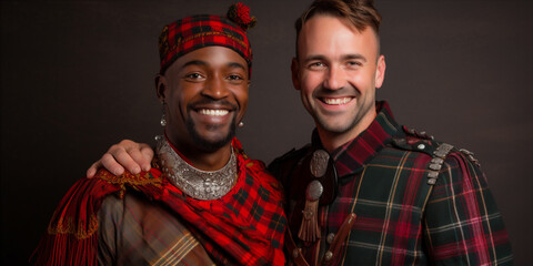 Two Americans in traditional clothes