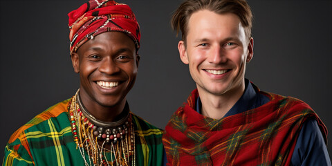 Two Americans in traditional clothes
