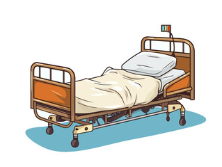 Doodle Pediatric hospital bed, cartoon sticker, sketch, vector, Illustration, minimalistic