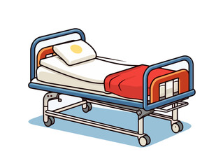 Doodle Pediatric hospital bed, cartoon sticker, sketch, vector, Illustration, minimalistic