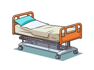 Doodle Regular hospital bed, cartoon sticker, sketch, vector, Illustration, minimalistic