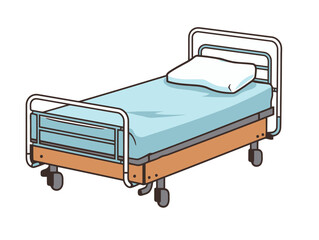 Doodle Regular hospital bed, cartoon sticker, sketch, vector, Illustration, minimalistic