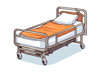 Doodle Regular hospital bed, cartoon sticker, sketch, vector, Illustration, minimalistic