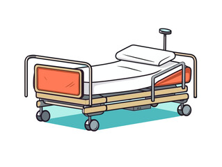 Doodle Regular hospital bed, cartoon sticker, sketch, vector, Illustration, minimalistic
