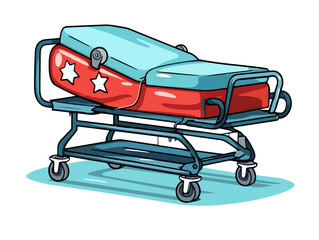 Doodle Pediatric stretcher, cartoon sticker, sketch, vector, Illustration, minimalistic