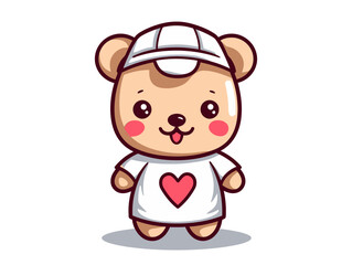 Doodle Teddy bear in nurse hat, cartoon sticker, sketch, vector, Illustration, minimalistic