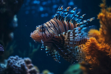 lionfish in aquarium. 