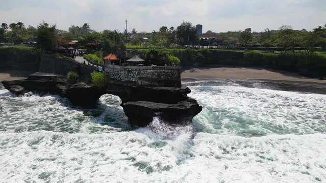 Aerial view of Batu Bolong Temple in Bali, Indonesia