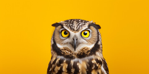 Fototapeta premium Photo In The Owl Studio On A Smooth Colored Background Created Using Artificial Intelligence