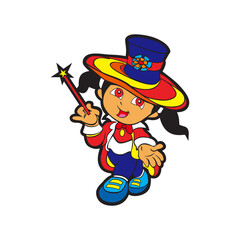 Make a Professional Cartoon Little Magician Vector