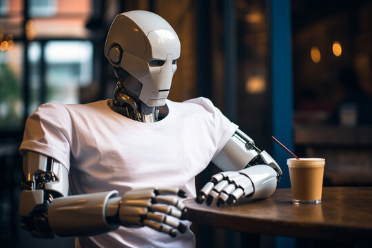 White shirt mockup, cyborg in plain white tshirt, cloting mockups, white tshirt