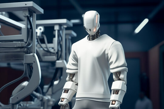 White shirt mockup, cyborg in plain white tshirt, cloting mockups, white tshirt