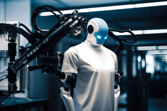 White shirt mockup, cyborg in plain white tshirt, cloting mockups, white tshirt
