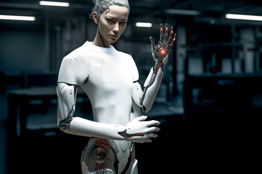 White shirt mockup, cyborg in plain white tshirt, cloting mockups, white tshirt