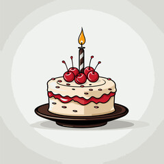 Birthday cake hand-drawn comic illustration. Birthday cake. Vector doodle style cartoon illustration