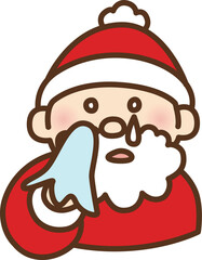 ハンカチで涙をぬぐうサンタクロースのイラスト