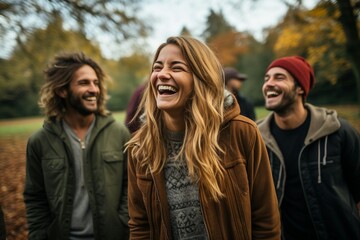 a group of people laughing - obrazy, fototapety, plakaty