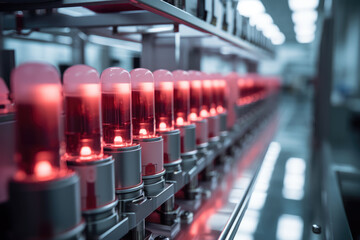 Lipstick Production Line at Modern Modern Pharmaceutical Factory.