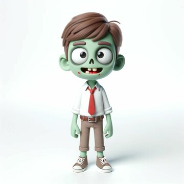 boy zombie wearing a shirt in cartoon style on a white background