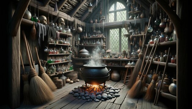 an old witch's hut filled with strange things