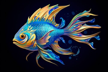 Obraz na płótnie Canvas 3d rendering. fish on black background.