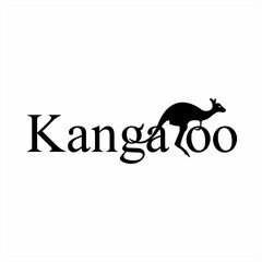 Design of the word "Kangaroo" with an illustration of a kangaroo on the letter R.