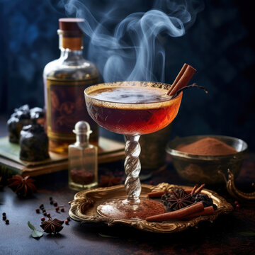glass of cognac and cigar