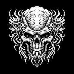 Artistic vector of a skull illustration. Suitable for tattoo, design, and logo.