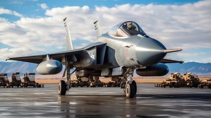 Fototapeta premium Fighter jet, Fighter aircraft, Midsize bomb for fighter aircraft.