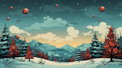 Fototapeta na wymiar Hand Drawn Flat Christmas Background, Merry Christmas Background , Hd Background
