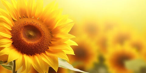 Obraz premium beautiful sunflowers blur effect background. generative AI