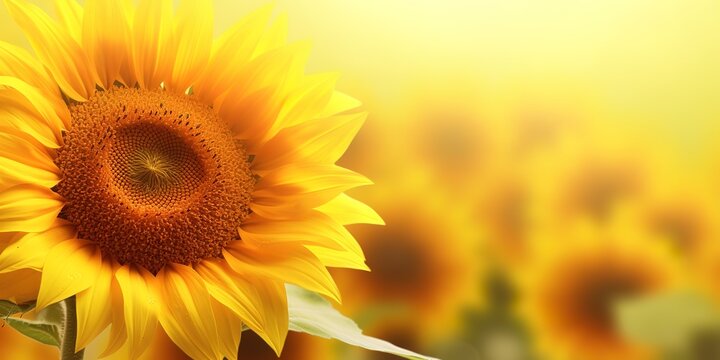 beautiful sunflowers blur effect background. generative AI