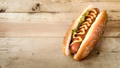 Rustic Artisan Hot Dog - Culinary Photography with Copyspace