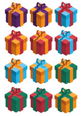 Isometrische Geschenk Vektor Illustration für Weihnachten