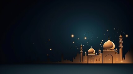 Ramadan Kareem background. Mosque silhouette background, Islamic design greeting card . Generative AI