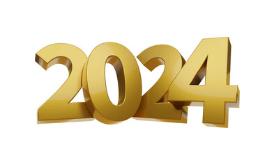 Happy new year 2024 design 3d render concept